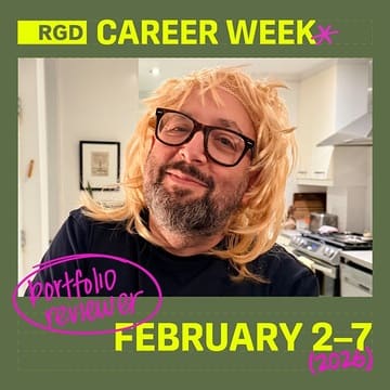 Andrew as a portfolio reviewer at RGD Career Week, February 2026