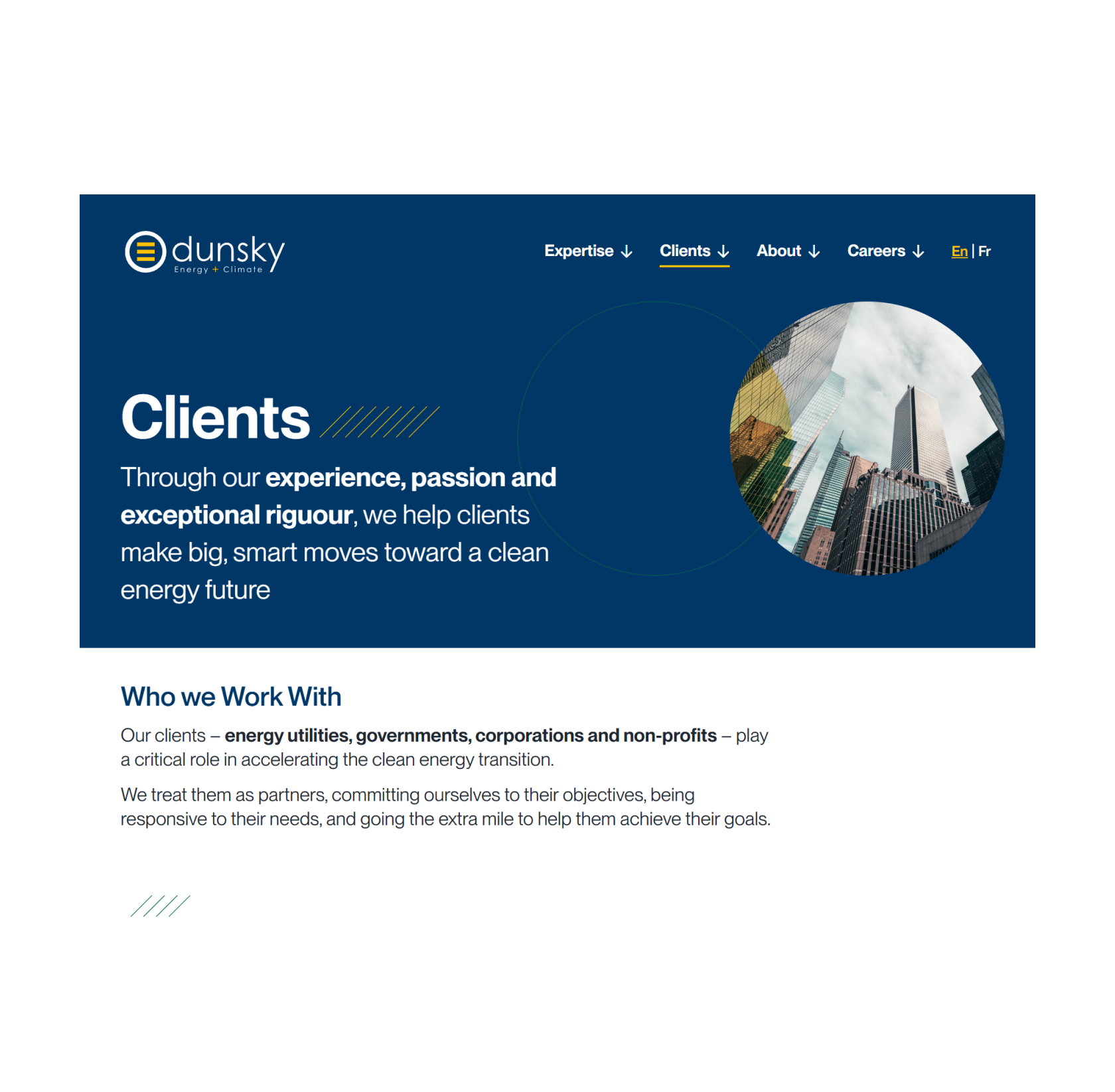 Dunsky Clients page screenshot