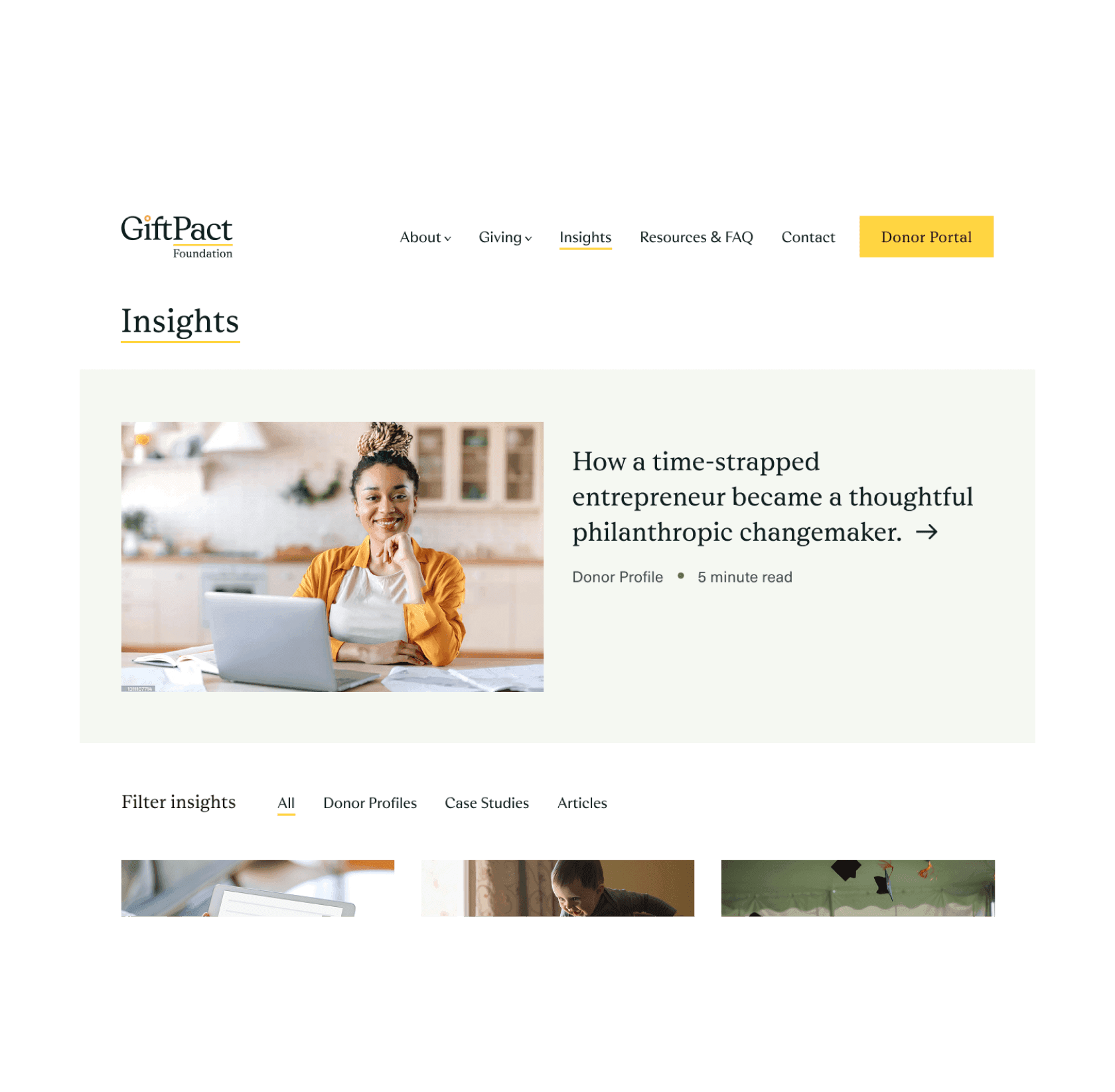 GiftPact giving page screenshot