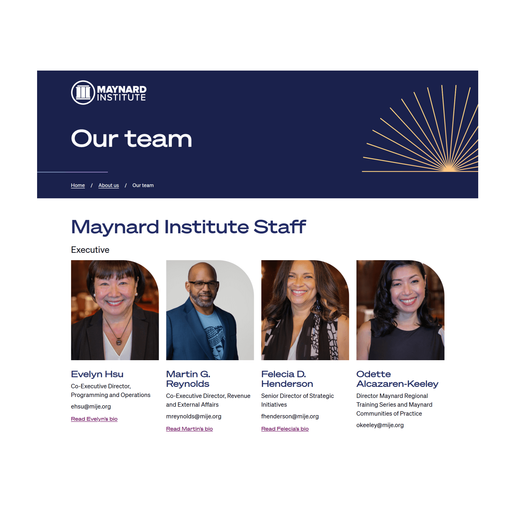 Maynard Institute home screenshot