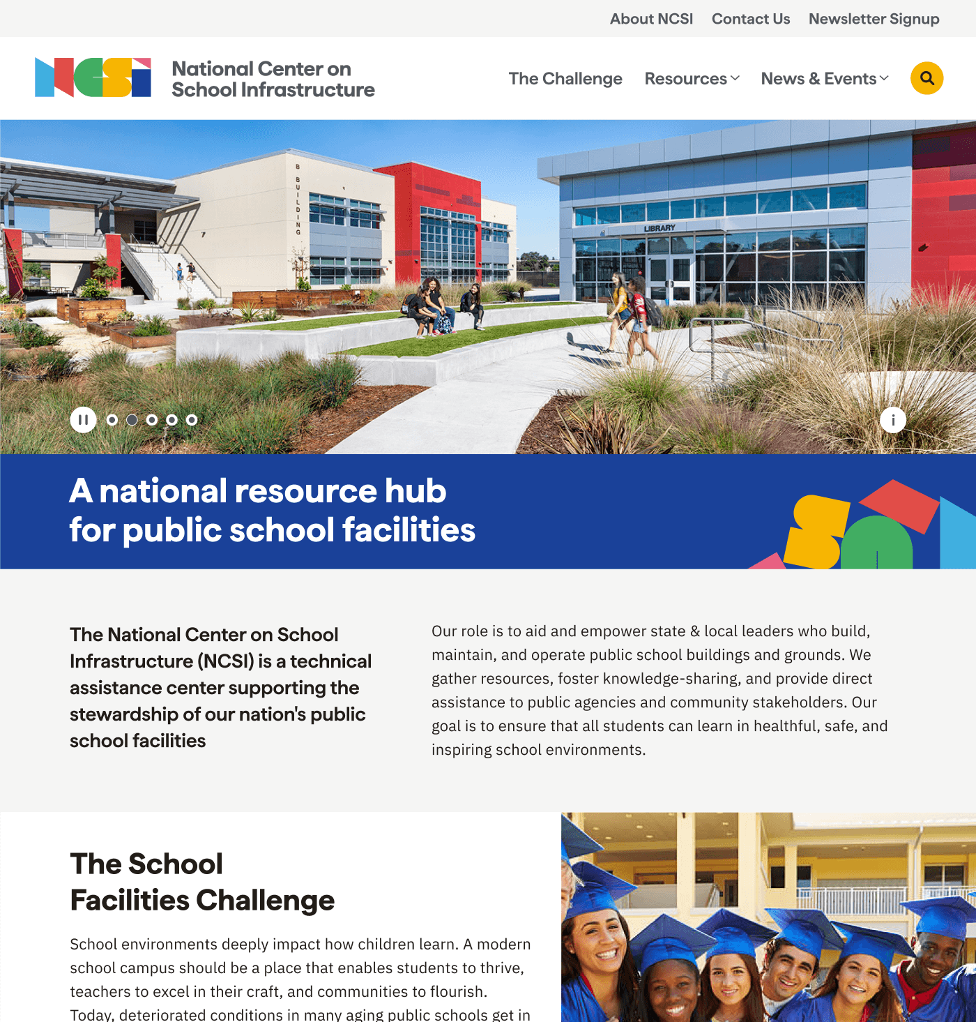 National Center on School Infrastructure website homepage
