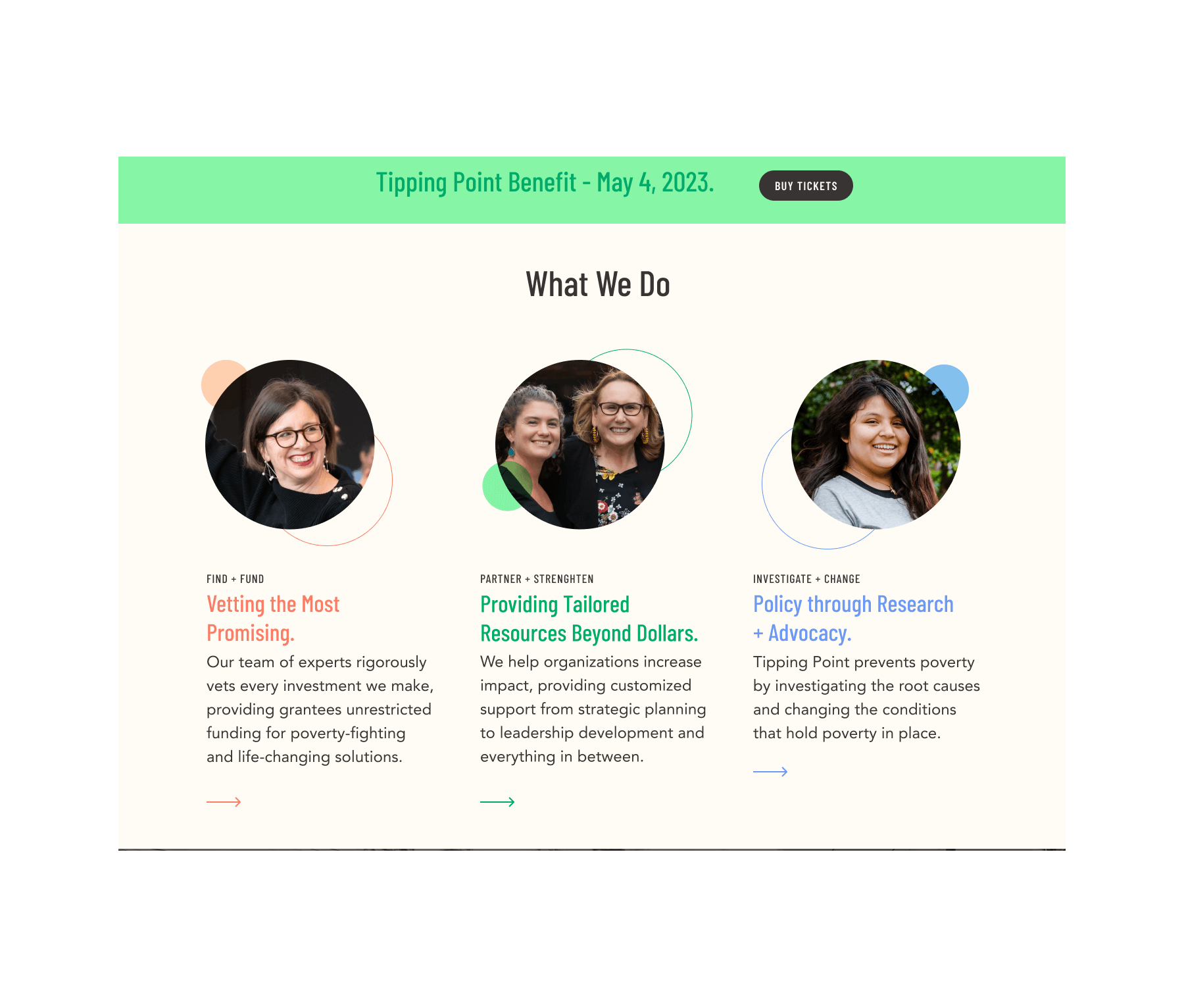 Tipping Point About Us section on home page