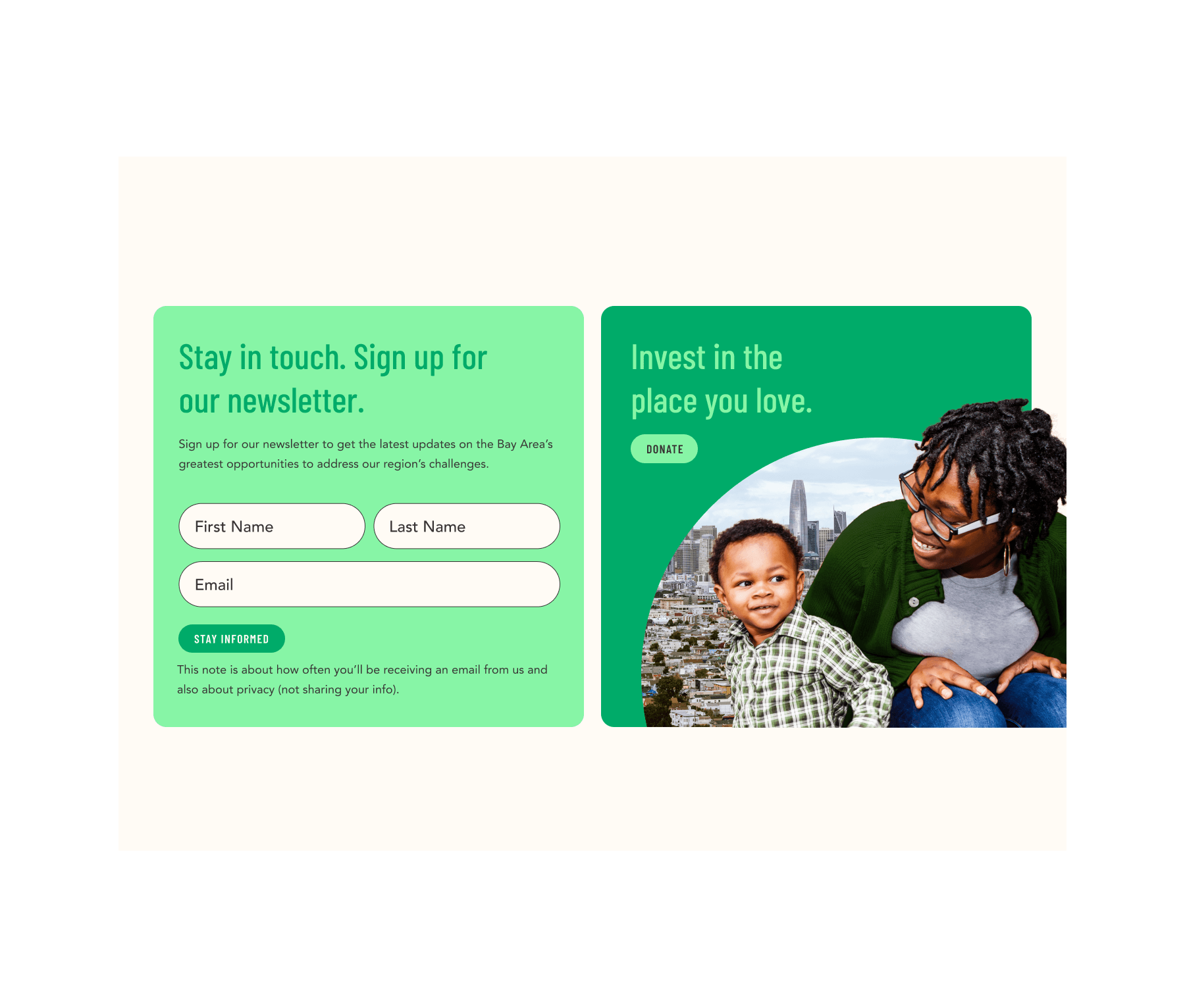 Tipping Point newsletter sign up on home page