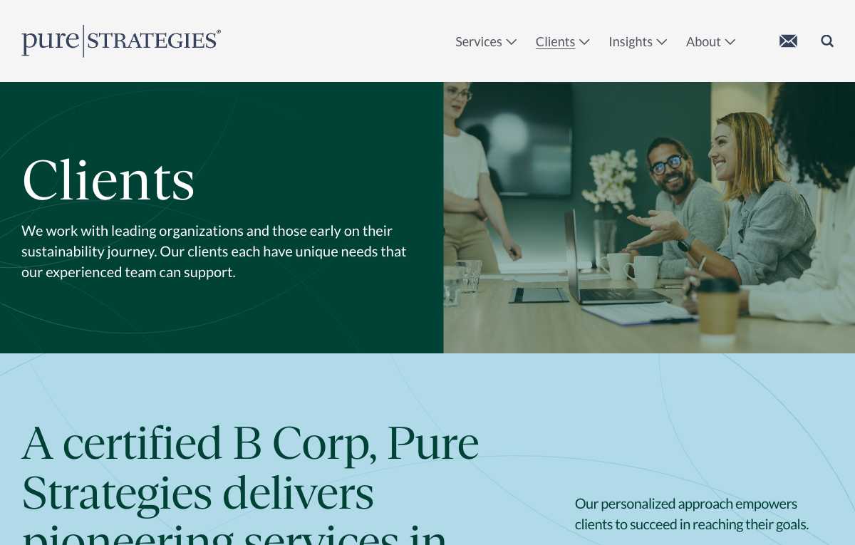 Pure Strategies clients page screenshot