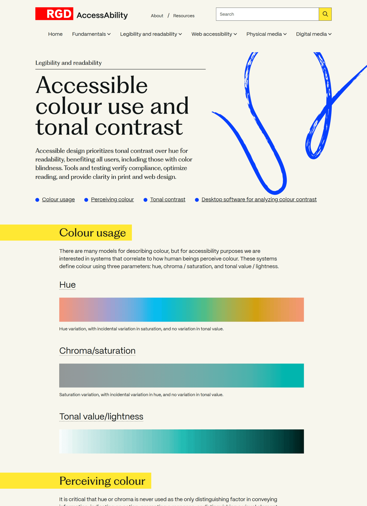 RGD legibility and readability page screenshot