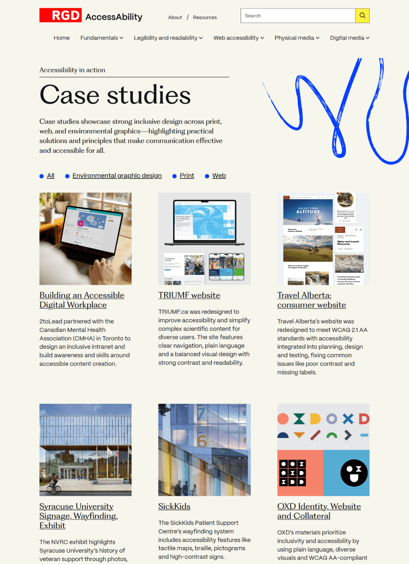Screenshot of Solution section in which images of accessible physical spaces with 3D printed braille are shown