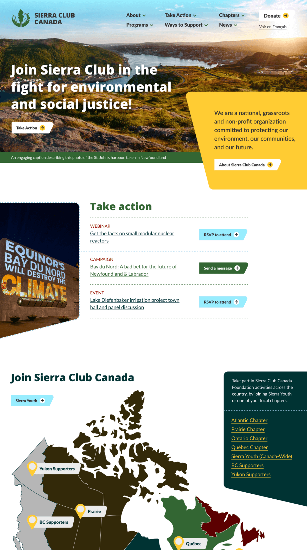 Sierra Club Home Page Screenshot