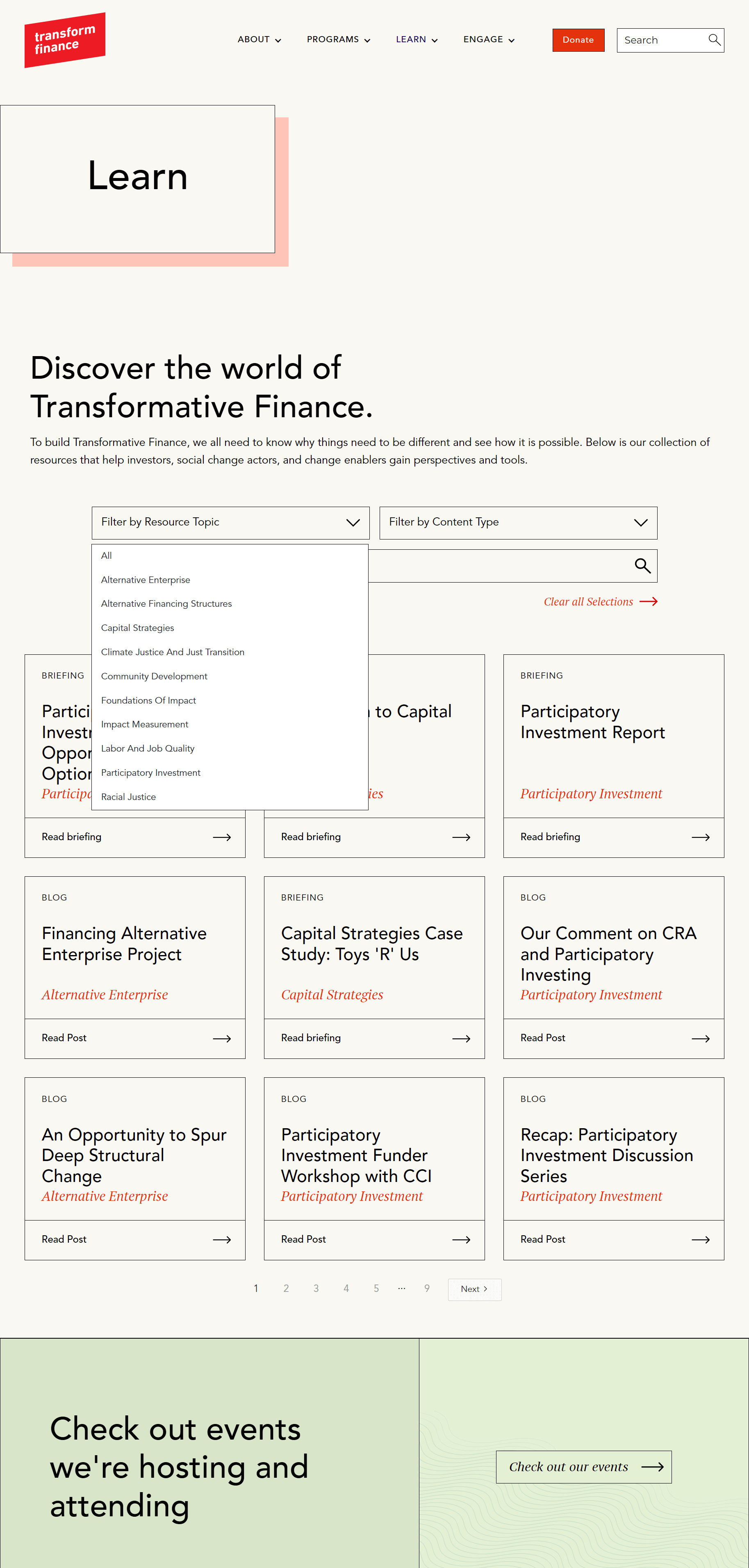 Transform Finance mobile screens