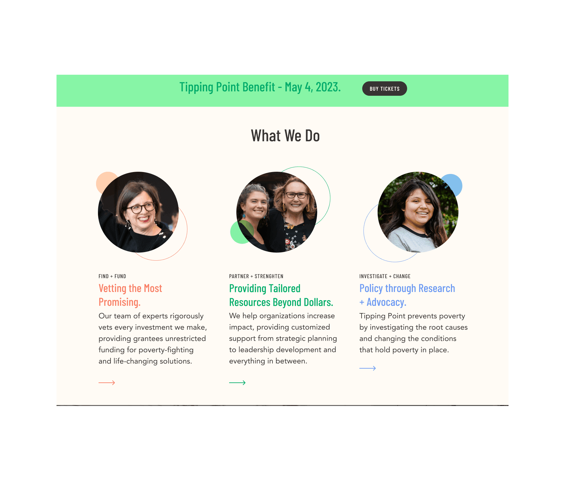 Tipping Point About Us section on home page