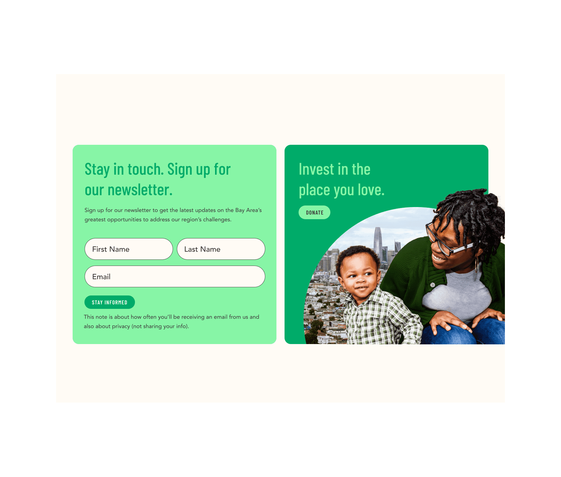 Tipping Point newsletter sign up on home page